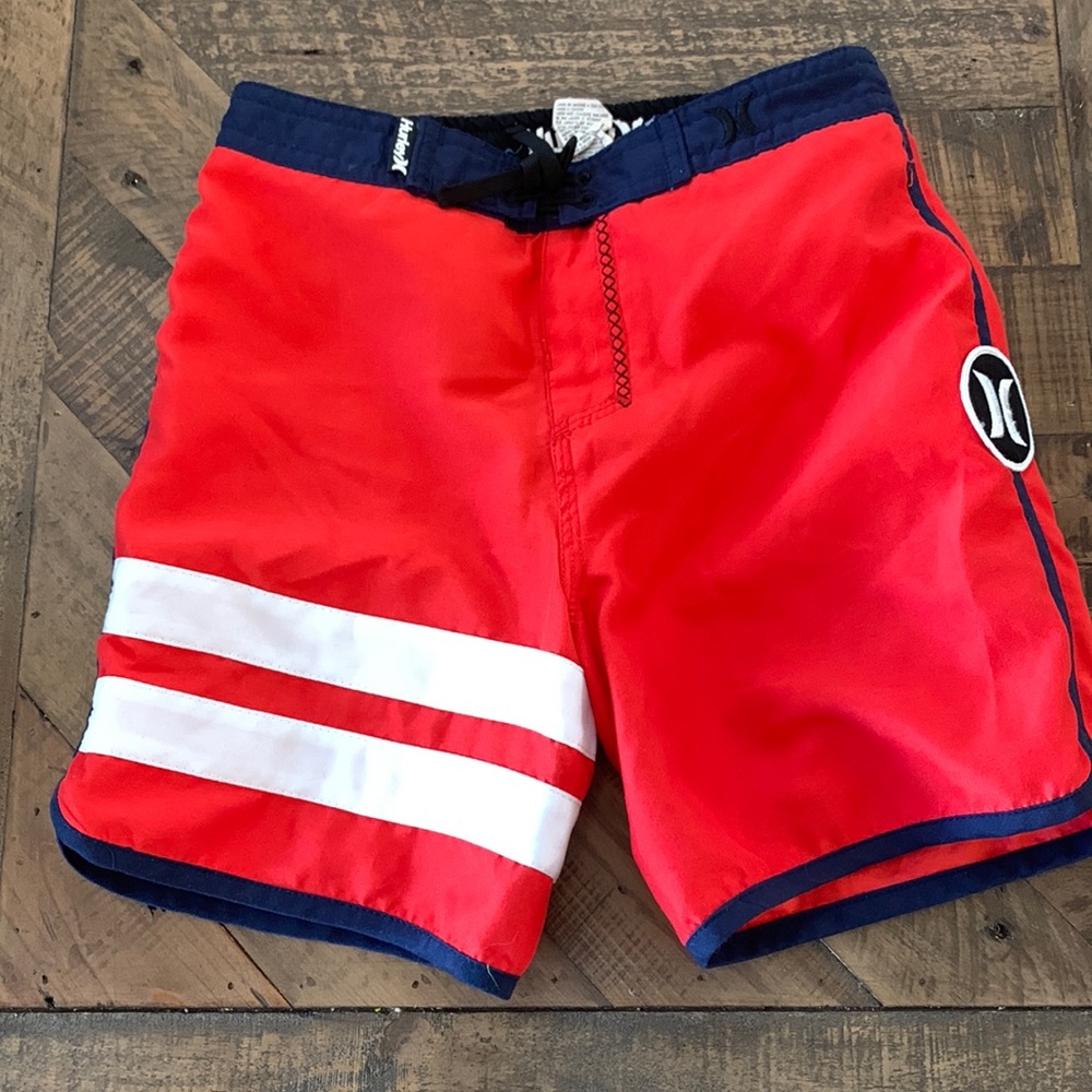 Hurley red and blu boys swim trunks